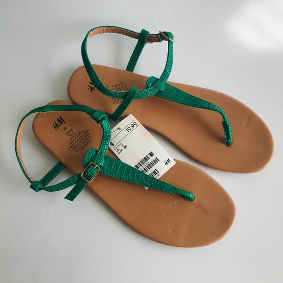 H&M Emerald Green Faux Leather Sandals - Picture 2 of 9